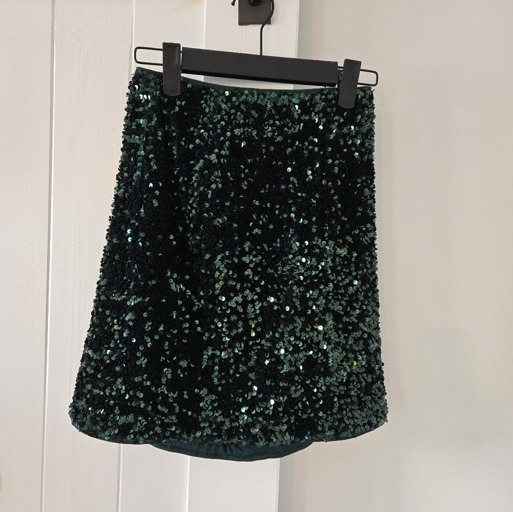 H&M Emerald Green Sequin Mini Skirt